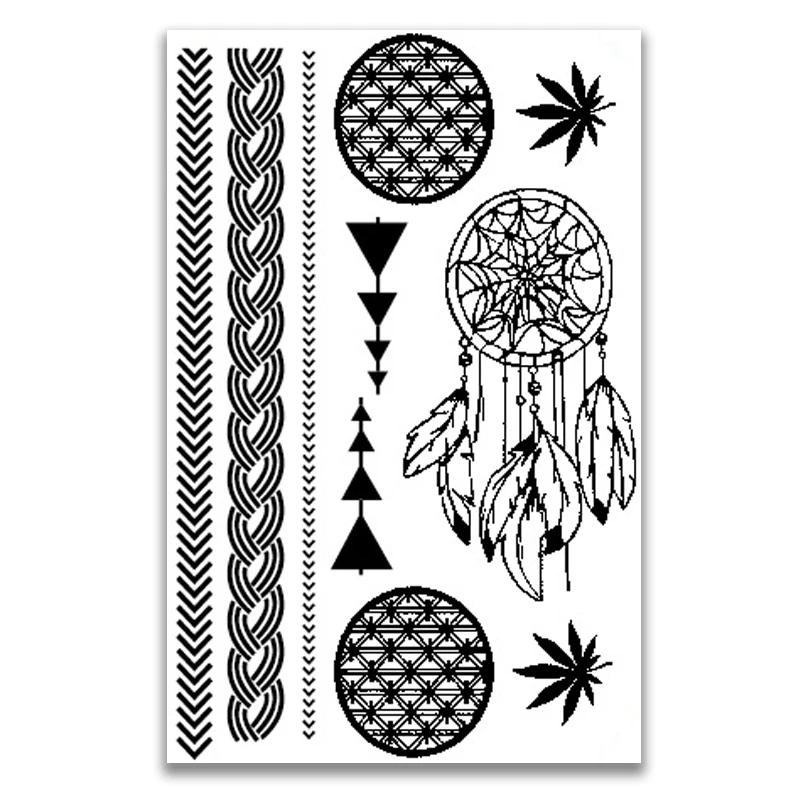 Black Lace Tattoo Sticker Western Wedding Bride Transfer Body Art Waterproof  Temporary Tattoo Sticker Paper Face & Body Tattoos