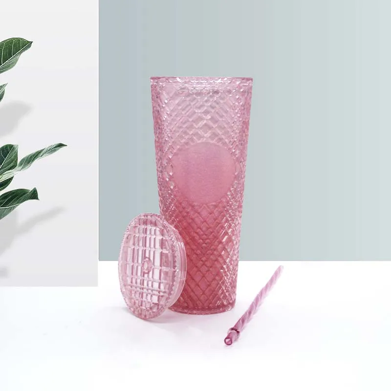Waterproof double plastic straw cup large capacity of creative 710 ml water mug prick the hand cup