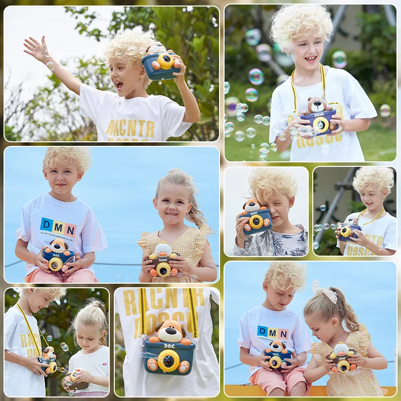 New Design Cute Cartoon Stupid Dog Bubble Machine Toy Light And Music Leak Proof Liquid Bubble Camera Summer Outdoors Soap Toys
