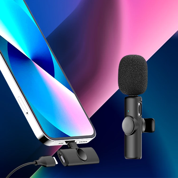 2021 New Wireless Lavalier Microphone Portable Audio Video Recording Mini Mic For Iphone Live Broadcast Gaming Microfonoe