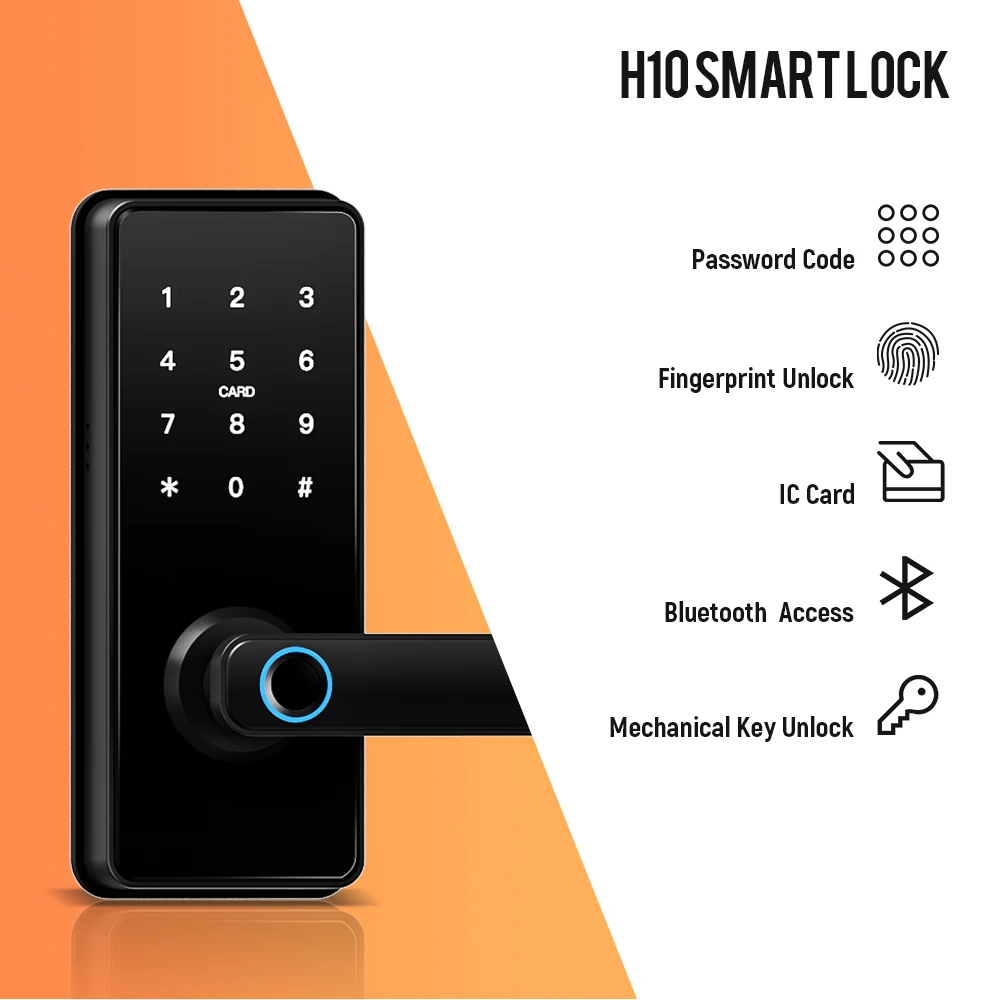 Manufacture oem price Tuya App TTlock ID card fingerprint keyless smart home door handle lock
