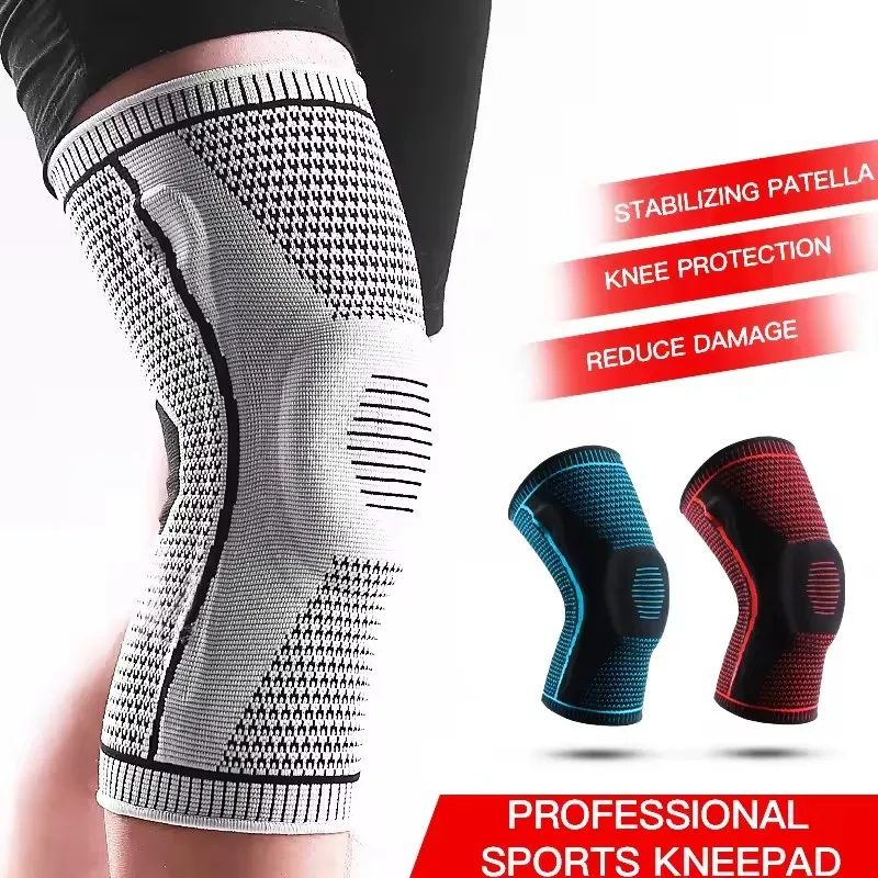 Men And Women Nylon Sports Silicone Knee Joint Protective Cover Basketball Men Knee Fitness Compression Knee Sleeve For Running