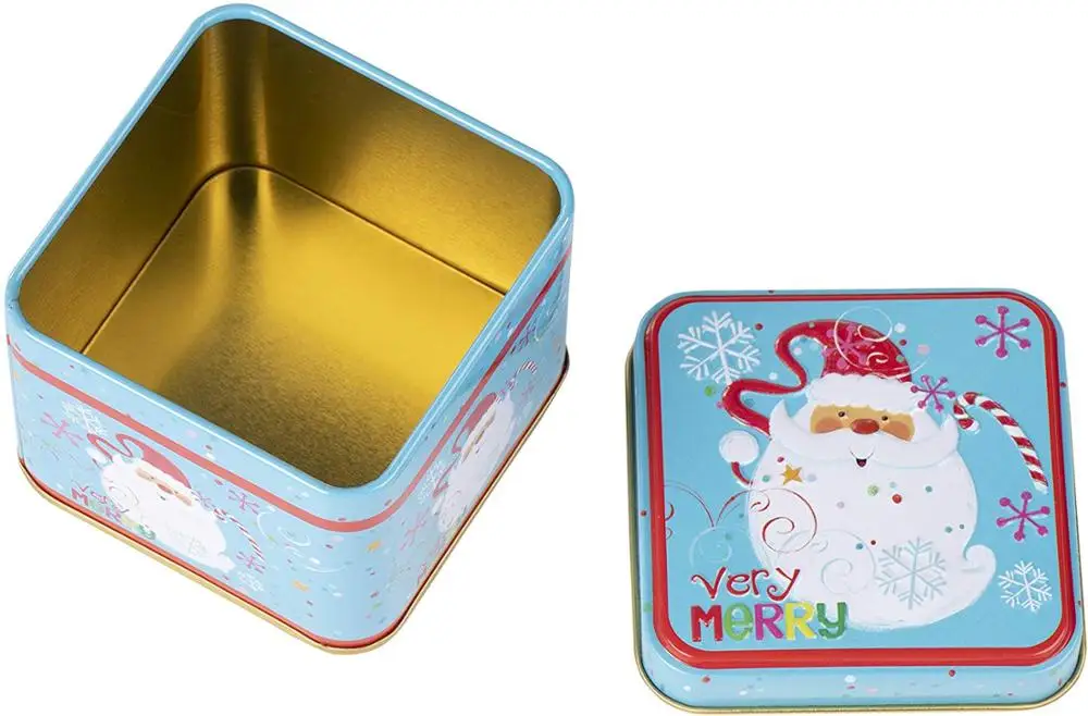 Metal Can Aluminum Jars Square Cookie Candy Storage Containers with Lids for Confectioneries Christmas Tin Gift Box