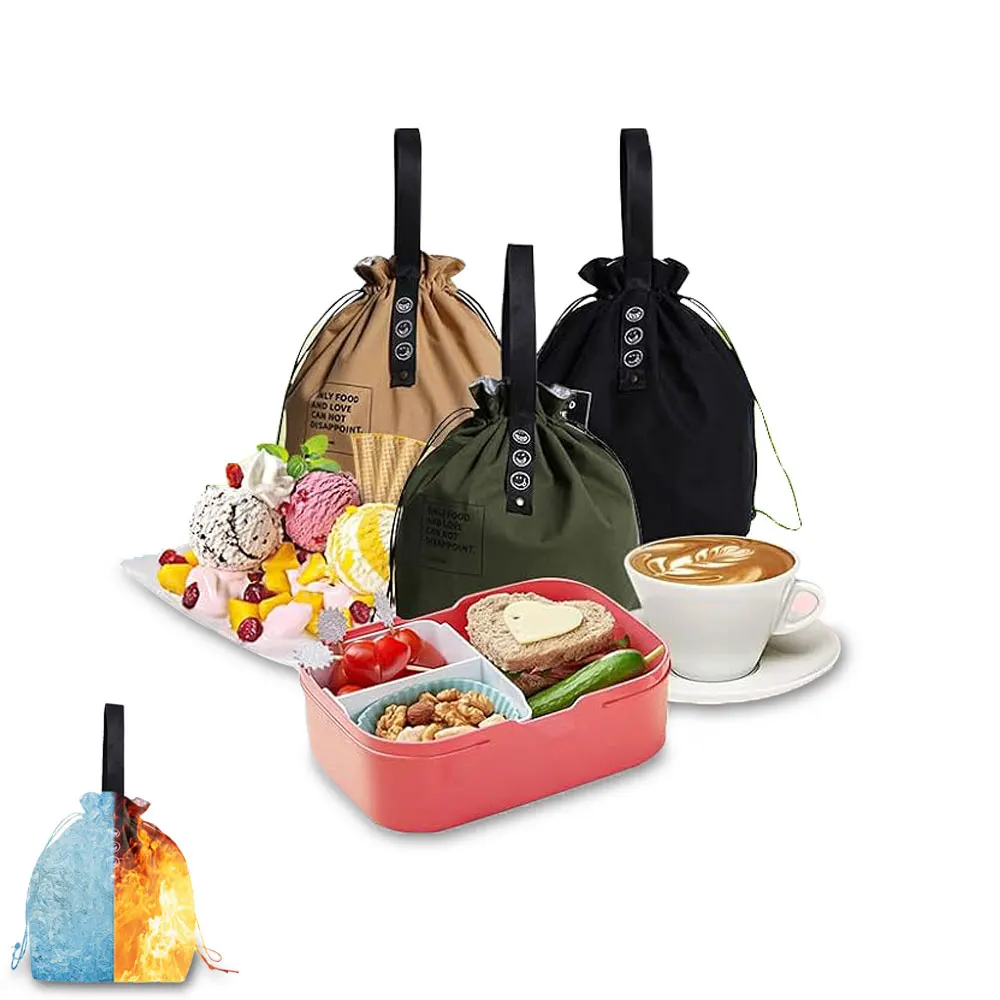 Wholesale Cotton Canvas Thermal Tote Cooler Bag Food Simple Insulated Shopping Bag Waterproof Lunch Bag Letter Insulated Boxes