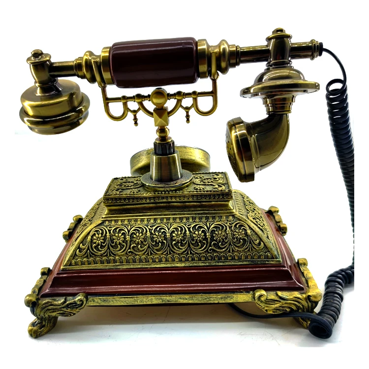 Household landline with simple ancient bronze decorative carving