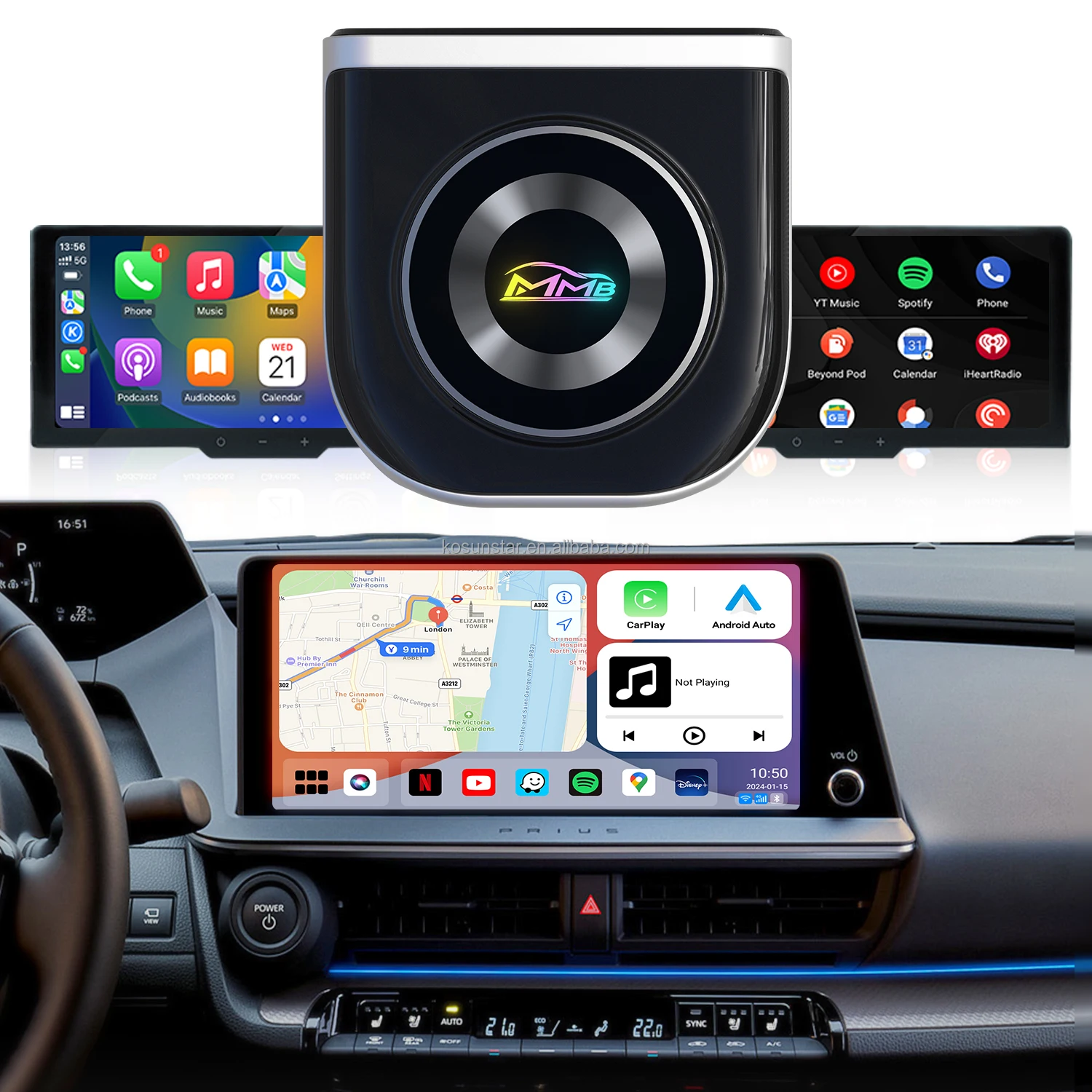 Joyeauto MMB CarPlay AI Box Wireless CarPlay Android Auto HD MI output YouTube Netflix Plug and Play portable carplay adapter