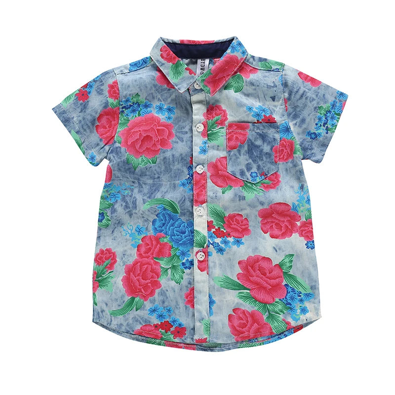 
2020 Summer Latest Design OEM Custom Print Cotton Denim shirt Short Sleeve Jeans Beach Shirts 