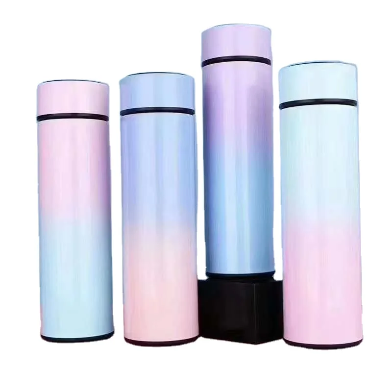 500ML Stainless Steel Coffee Water Bottle L Smart Thermos Vacuum Flasks LED Temperature Display Straight Cup