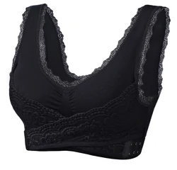 Comfort Women Push Up Running Vest Gather Bras Sexy Front Closure Lift Side Buckle Seamless Sports Yoga Lace Bra