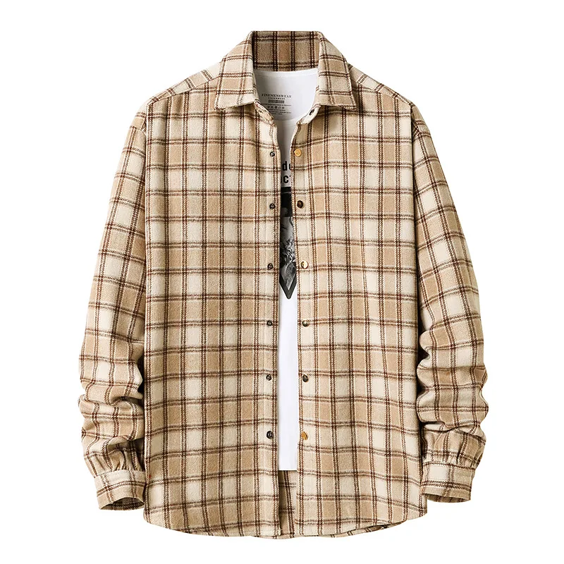 Factories wholesale custom flannel shirt loose casual brushed flannel over shirts trendy plaid cotton flannel shirt