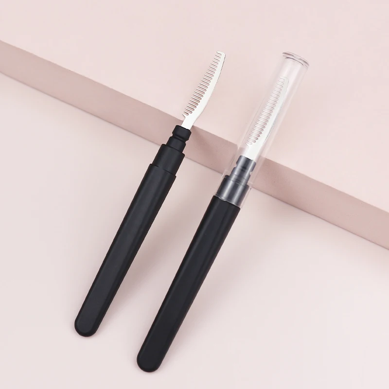 High Quality Wholesale Black Head Plastic Handle Silicone Eyelash Brush Eyelash Comb