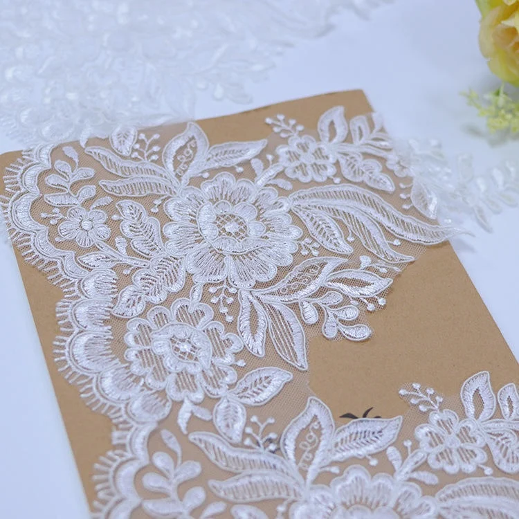 Hot sale bridal lace french beaded lace trim for garment