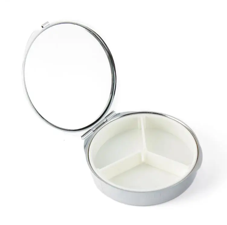 Customized DIY Sublimation Logo Metal Round Shape Travel Pocket Pill Box