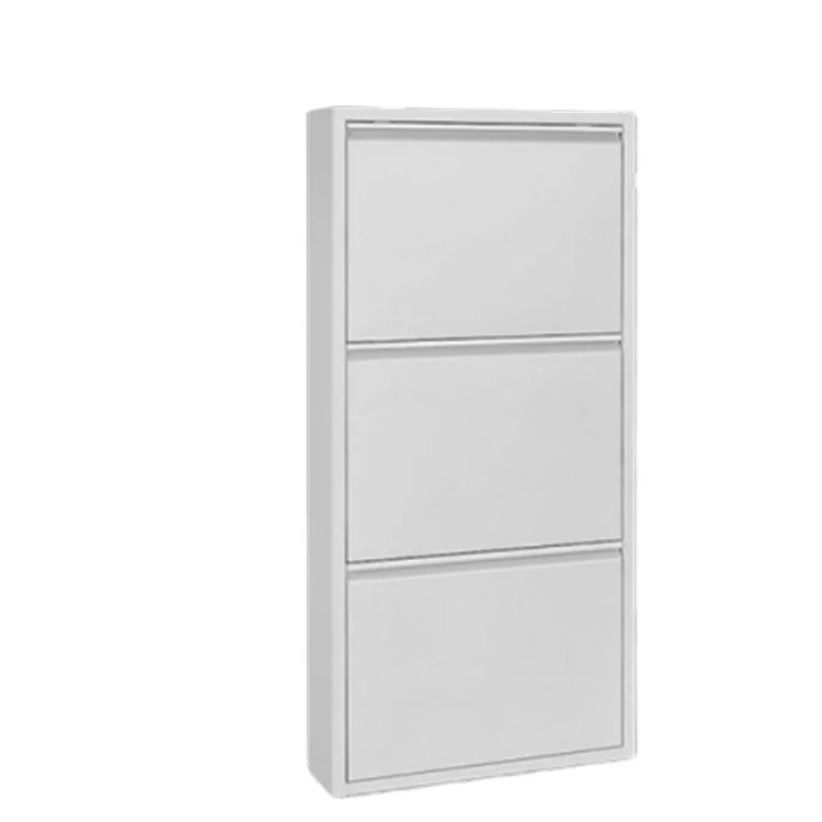 Metal Shoe Cabinets With 3 Drawer Modern White Steel 3 Tire Shoe Cabinet