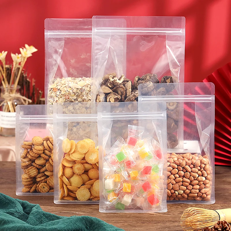 Food Grade Zipper Pouch Transparent Flat Bottom Packaging Bag Zip Lock Plastic Clear Bag for Food