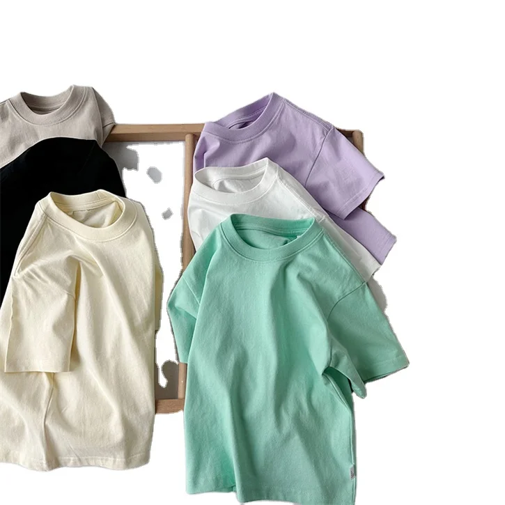 250g Heavy Cotton Oversize Toddler Kids Boys Drop Shoulder Short Sleeve Plain Basic T Shirt Children Boy t shirts size 10-12