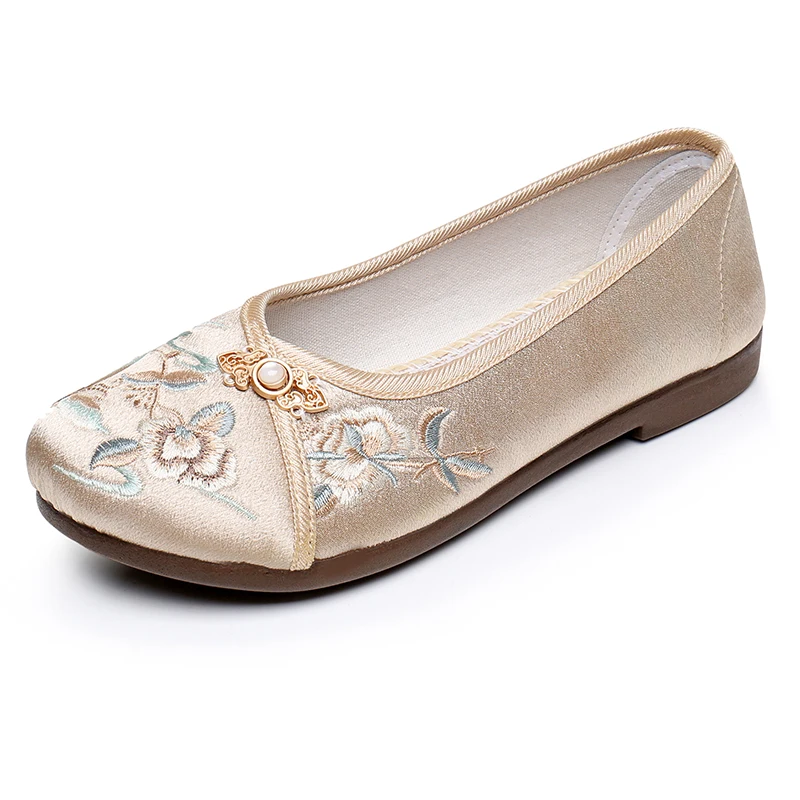 Old Beijing embroidery flat forged cloth shoes fashion national style Hanfu shoes