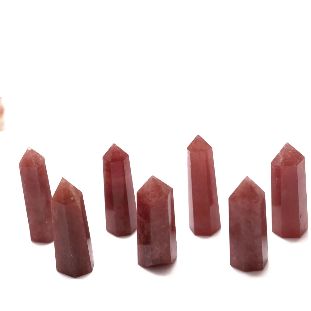 High Quality Wholesale Lucky Healing Opaque Strawberry Natural Quartz Crystal Gemstone Towers for Sale