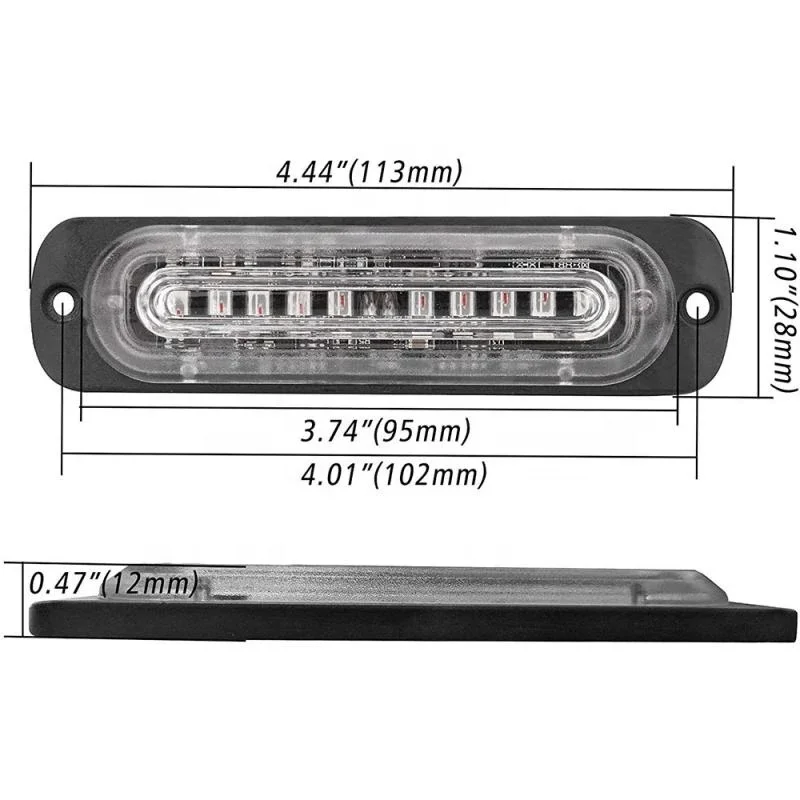 Ultra Thin 10 Leds Car Strobe Emergency Warning Lights Bar 12V Auto LED Side Grille Flashing Beacon Traffic Lamps For SUV Truck