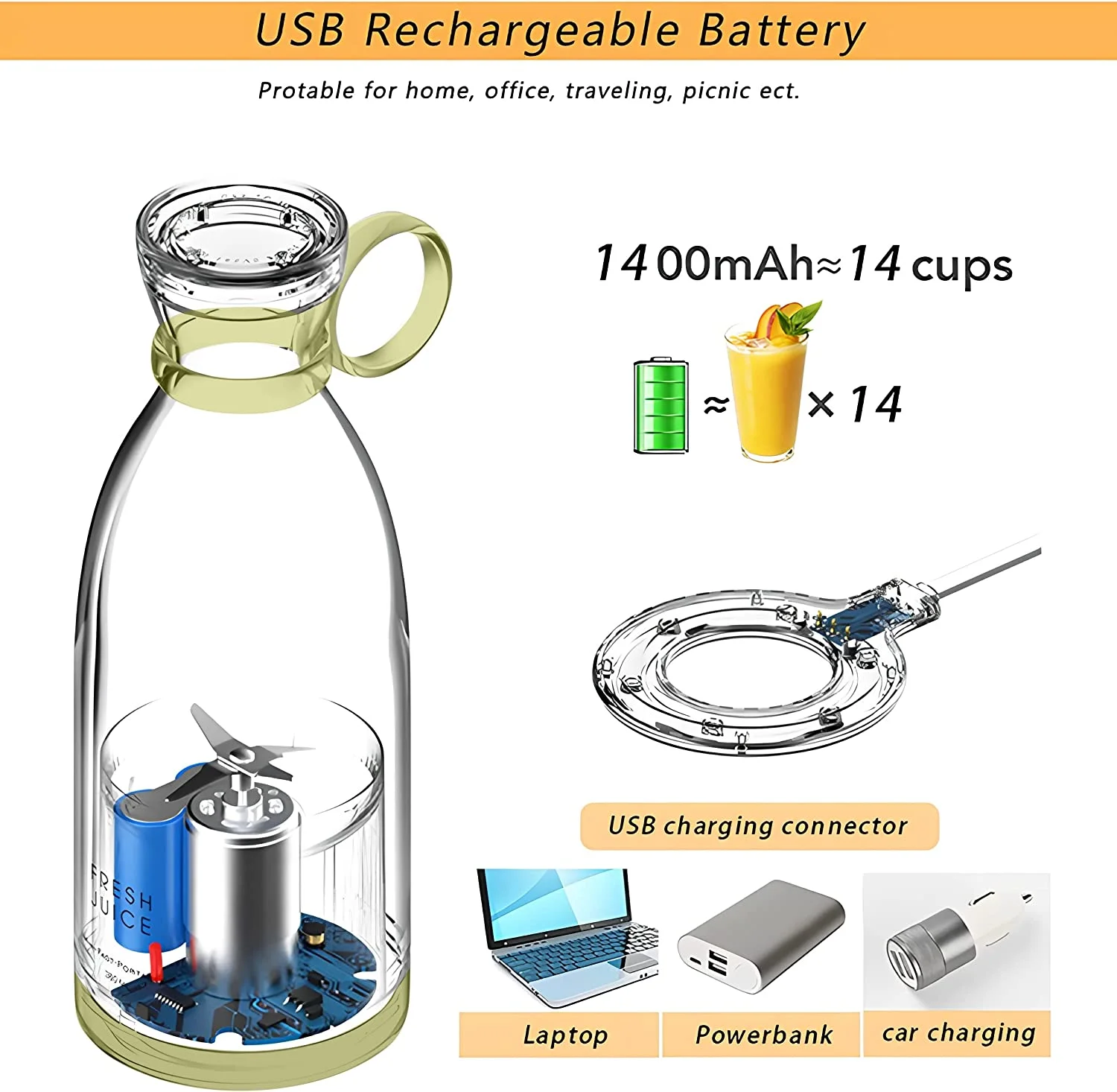 Portable Travel Blender Cup Wireless charging Fruit Juicer NEW arrival water proof Household baby juicer