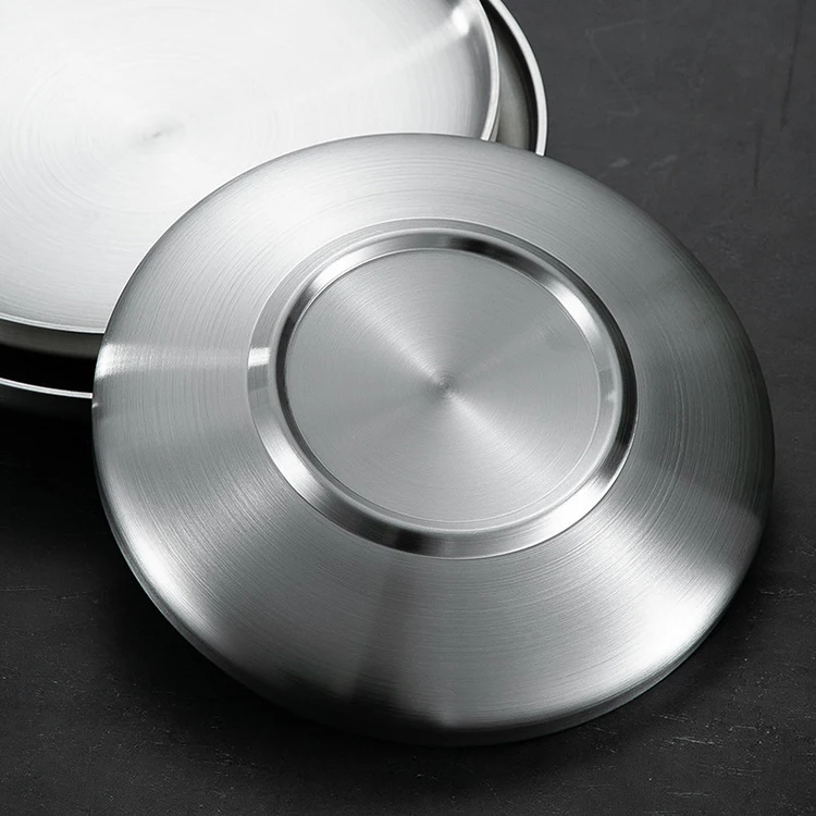 Direct Factory Supply 304 Stainless Steel Japanese Dish Outdoor Camping Dinner Salad Plate Home Hotel Restaurant Tableware Set