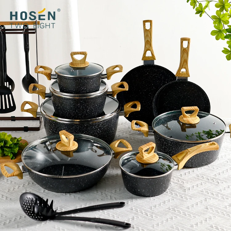 Amazon Same Paragraph Hot Sale Granite Non Stick Induction Cooker Egg Frying Pan Cookware Kitchenware Skillet Pots And Pans Set