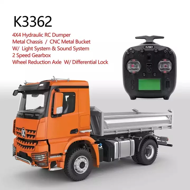 K3362 Huina Kabolite 1/14 Радиоуправляемый гидравлический самосвал 4x4 готовый Металл для модели Diff замок оси световой звук