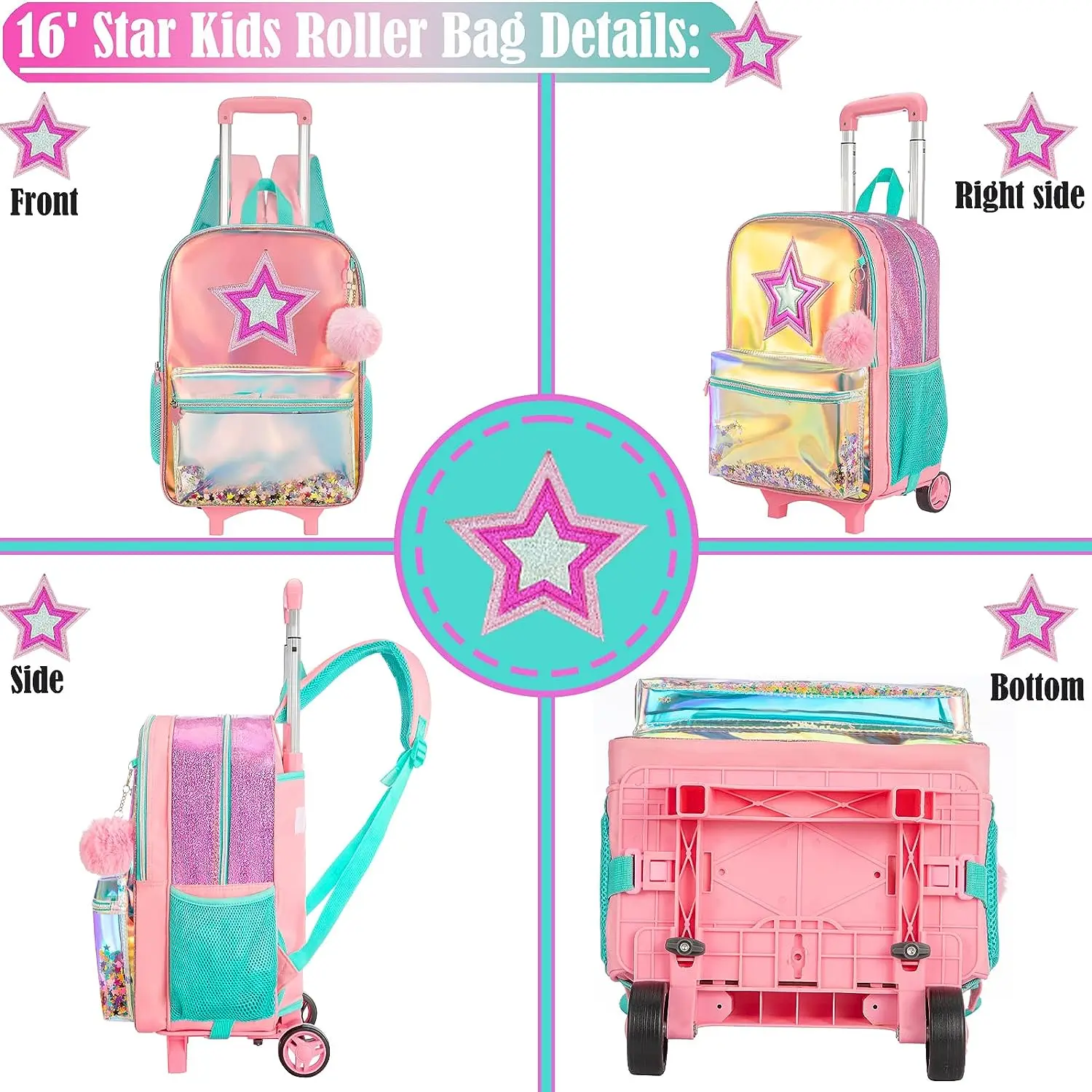 Kids Trolley Wheeled Backpack Set Children Backpack with Wheels Trolley School Bag School Rolling Backpack Bag For Girl Boy