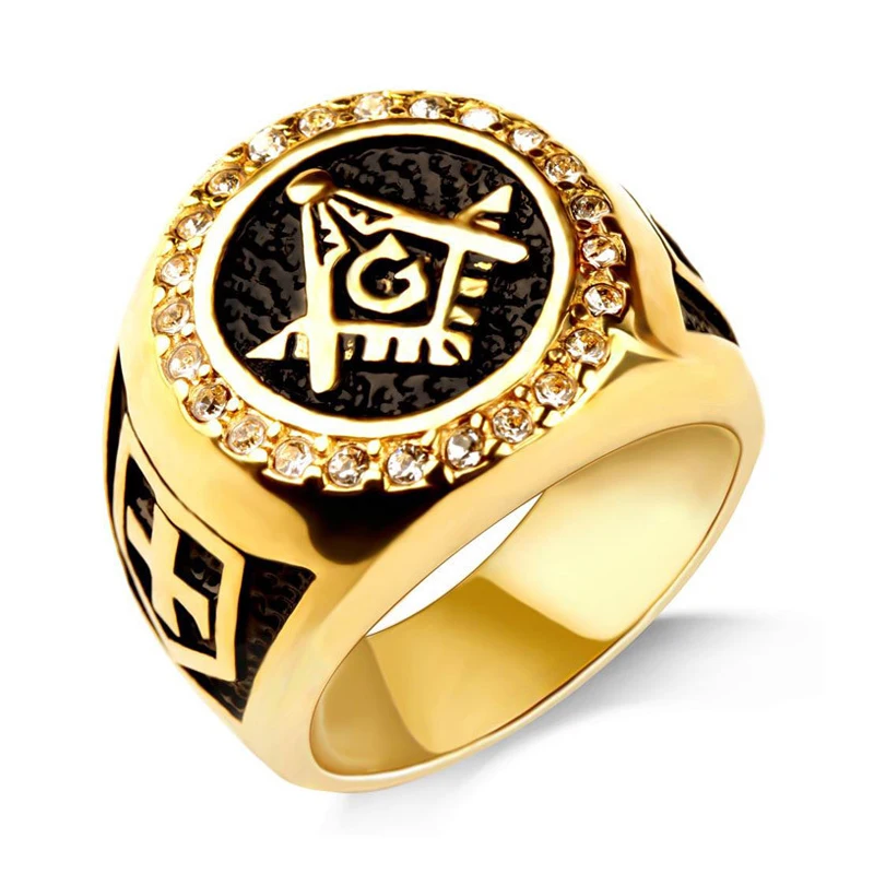 Classic Masonic Ring Stainless Steel Freemasonry Compass Masonic Motor Biker Ring Mens Women Ring Wholesale (62459429559)