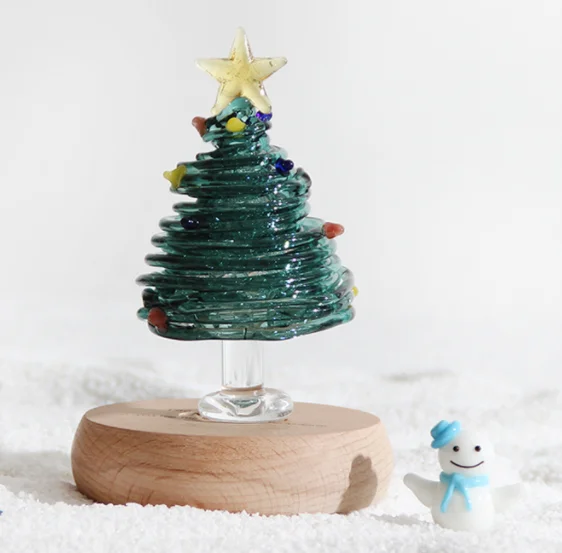 handmade luxury family ornaments artificial white star topper mini glass christmas tree decoration with pendant toy accessories