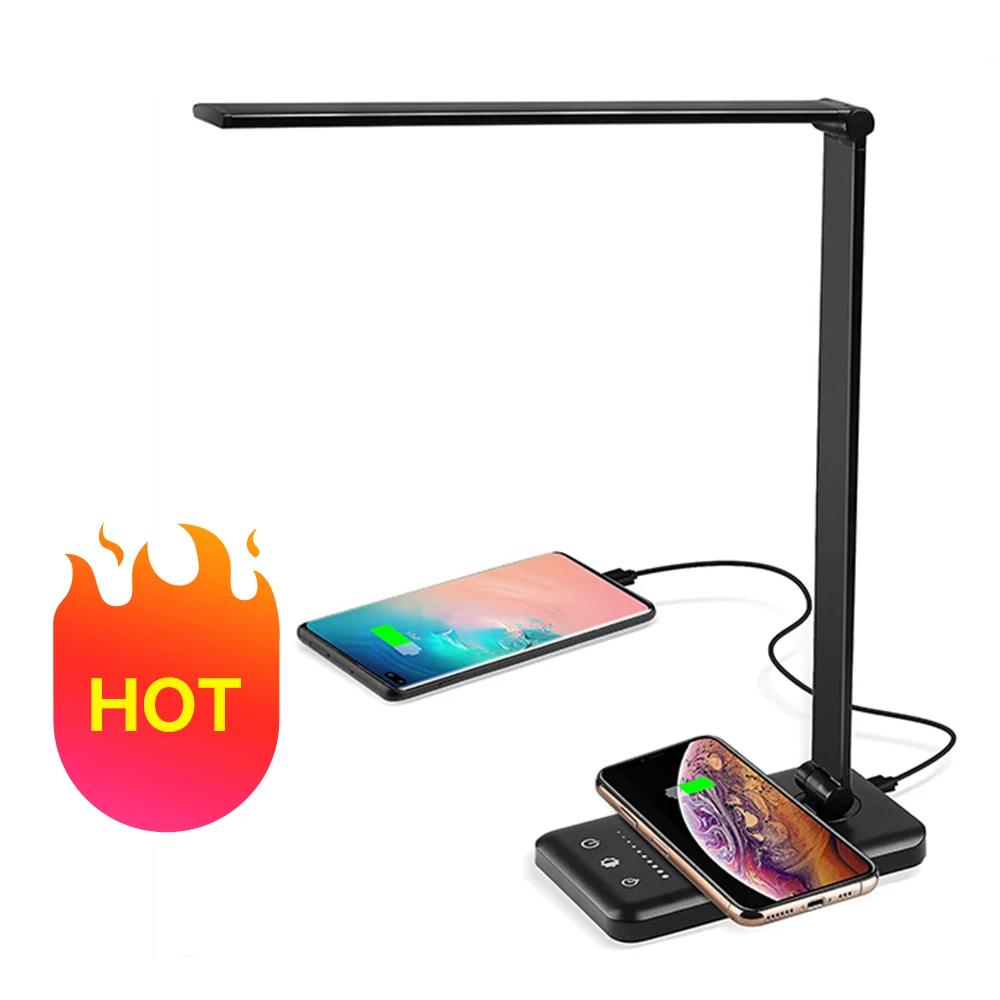 New Product Desk Light Bedside Office Study Phone Wireless Charging Modern LED Table Lamp With Charger