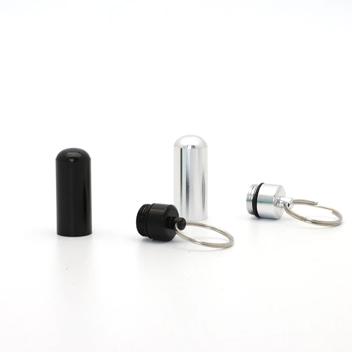 Promotional Outdoor Survival Waterproof Aluminum First Aid Pill Container Mini Medicine Holder Capsule Bottle Pillbox Keychain
