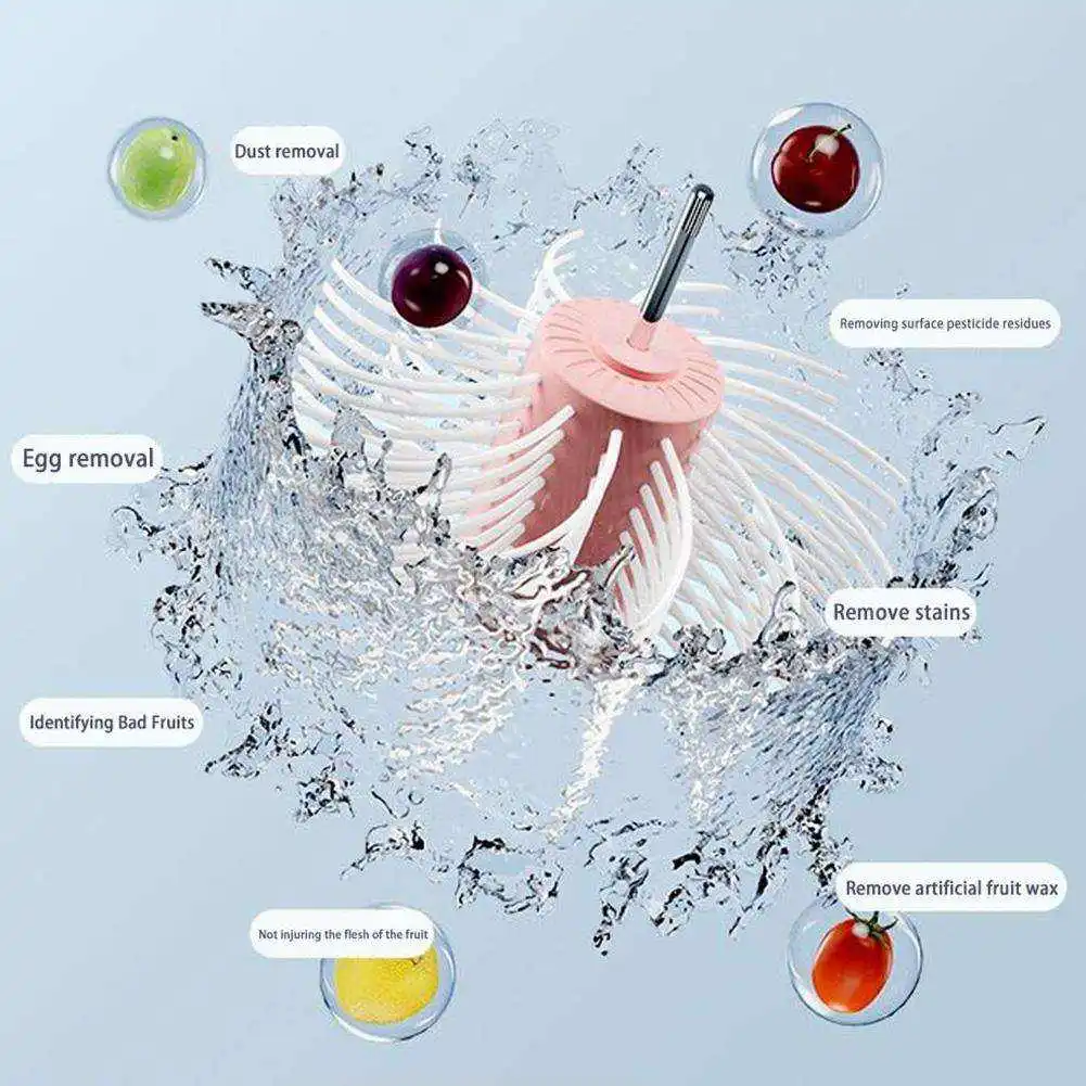 Fruit Vegetable Washing Machine Fruit Washing Spinner Device Vegetable Cleaner Full-Sided Spin Scrubber Brush Food Cleaning Tool