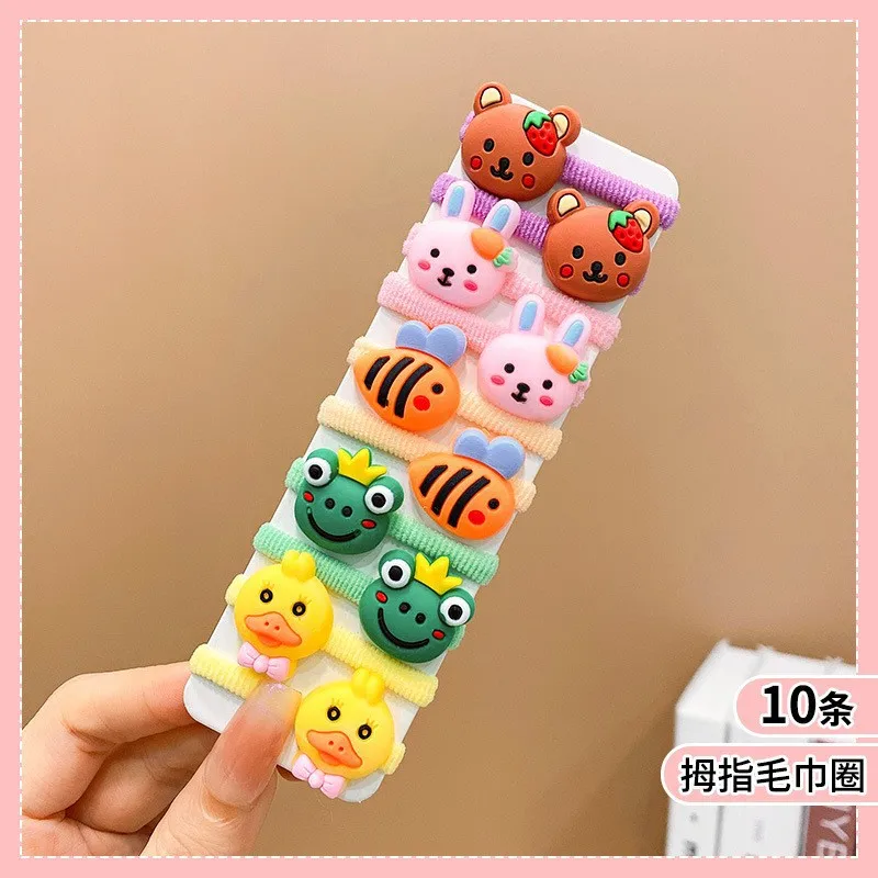 Wholesale Candy Color Elastic Rubber Band Animal Bow Flower Fruit Ice Cream Hair Ties For kids