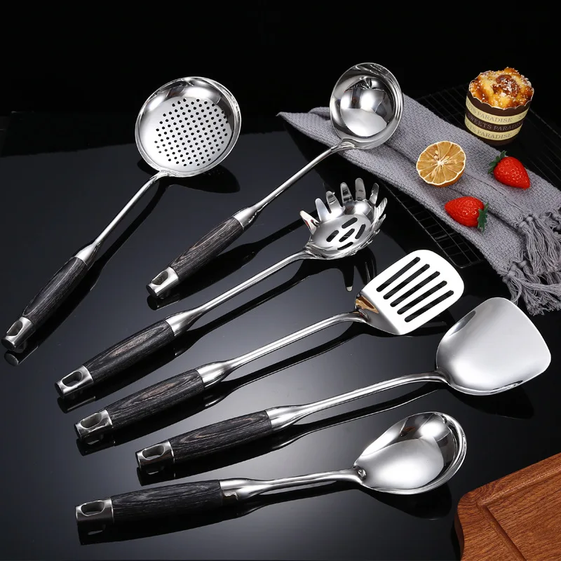 High Quality Luxury Black Gold Matt Utensils Kitchen Set Cooking Utensil For Cooking With Rotating Holder