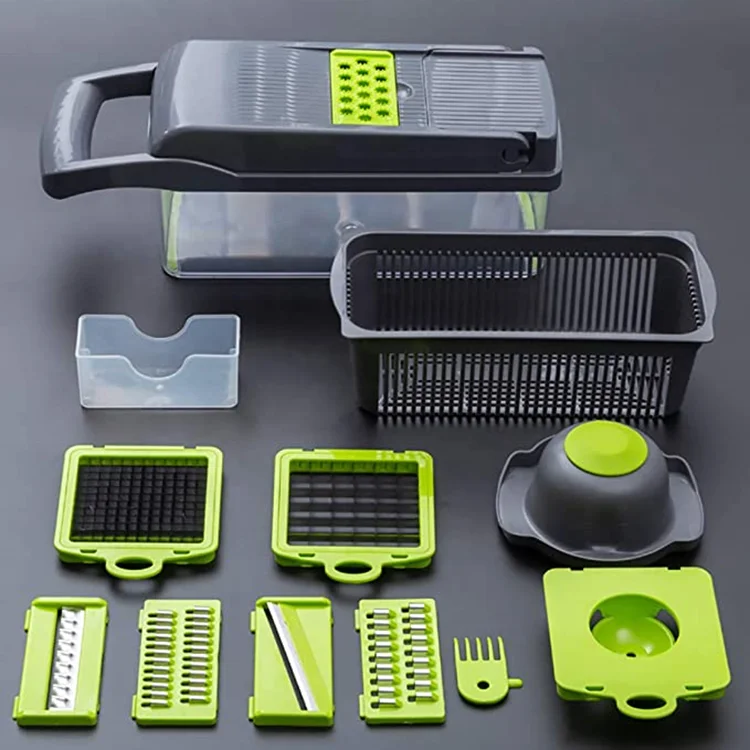 Hot Sale Kitchen Multifunctional 12 In 1 Safe Practical Manual Adjustable Mandoline Vegetable Cutter Chopper