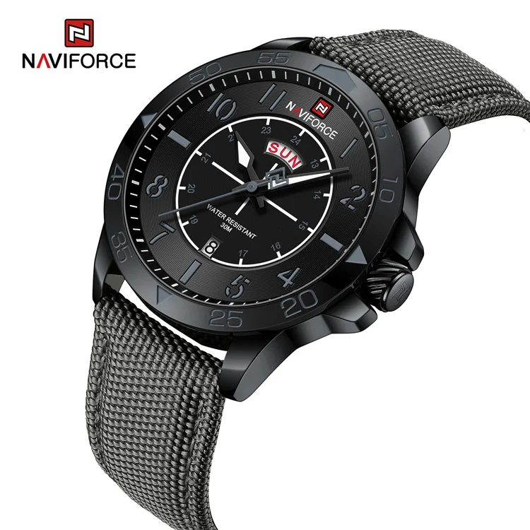 NAVIFORCE 9204N BBGY Hot selling Casual Nylon Strap quartz watches mens original brand factory Date wristwatch waterproof clock