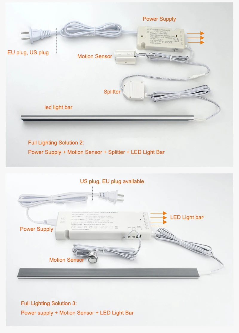 Customized LED Strip Light Black Silver Aluminum Profile Magnetic Dimmable LED Light Bar Full Solution For Gondola Shelving