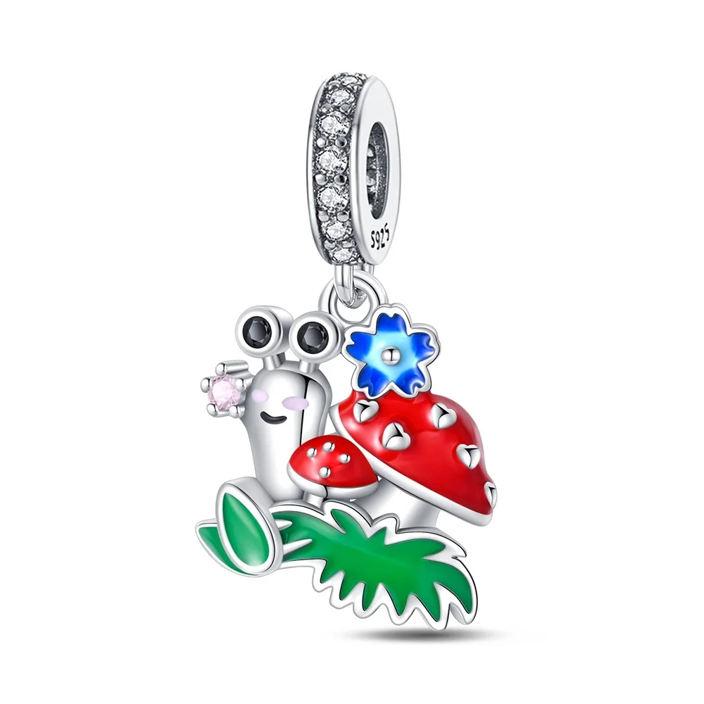 New fashion S925 Sterling Silver charm beads Snails bees squirrels mice Pendant bead DIY charm Bracelet for women Jewelry gifts