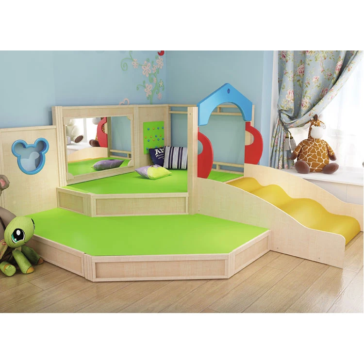 Canada Trending Toddler Corner Play Loft with Mirror Indoor Sensory Play Wooden