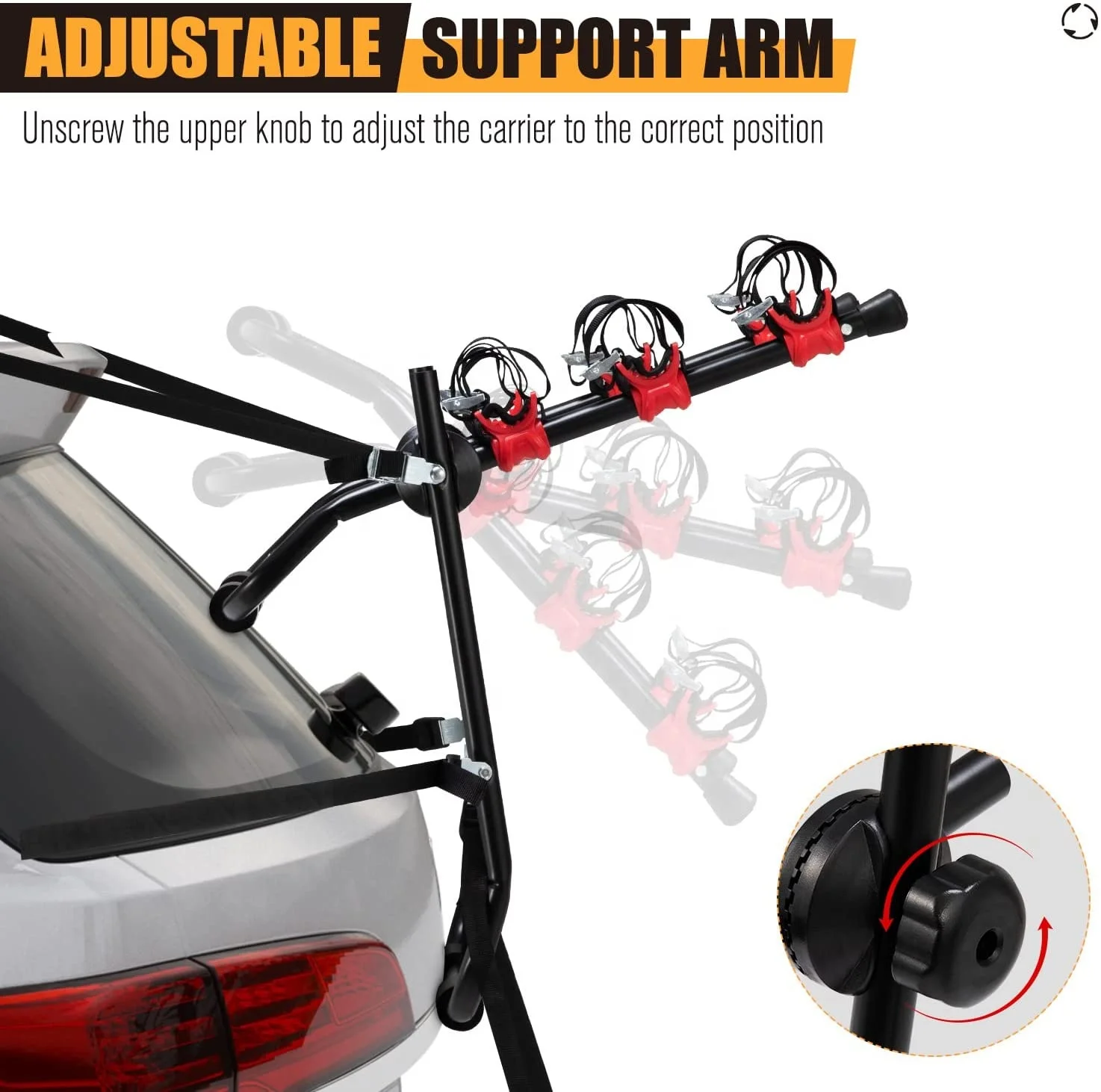 U Style Bicycle Car Carrier Rack Steel Rear Mounted Bike Carrying Rack For 3 Bicycles Rack