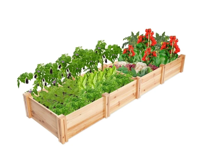 Raised Garden Bed,98x24x11in Wooden Raised Garden Bed Outdoor DIY Raised Planter Box for Vegetables Grass Lawn Yard