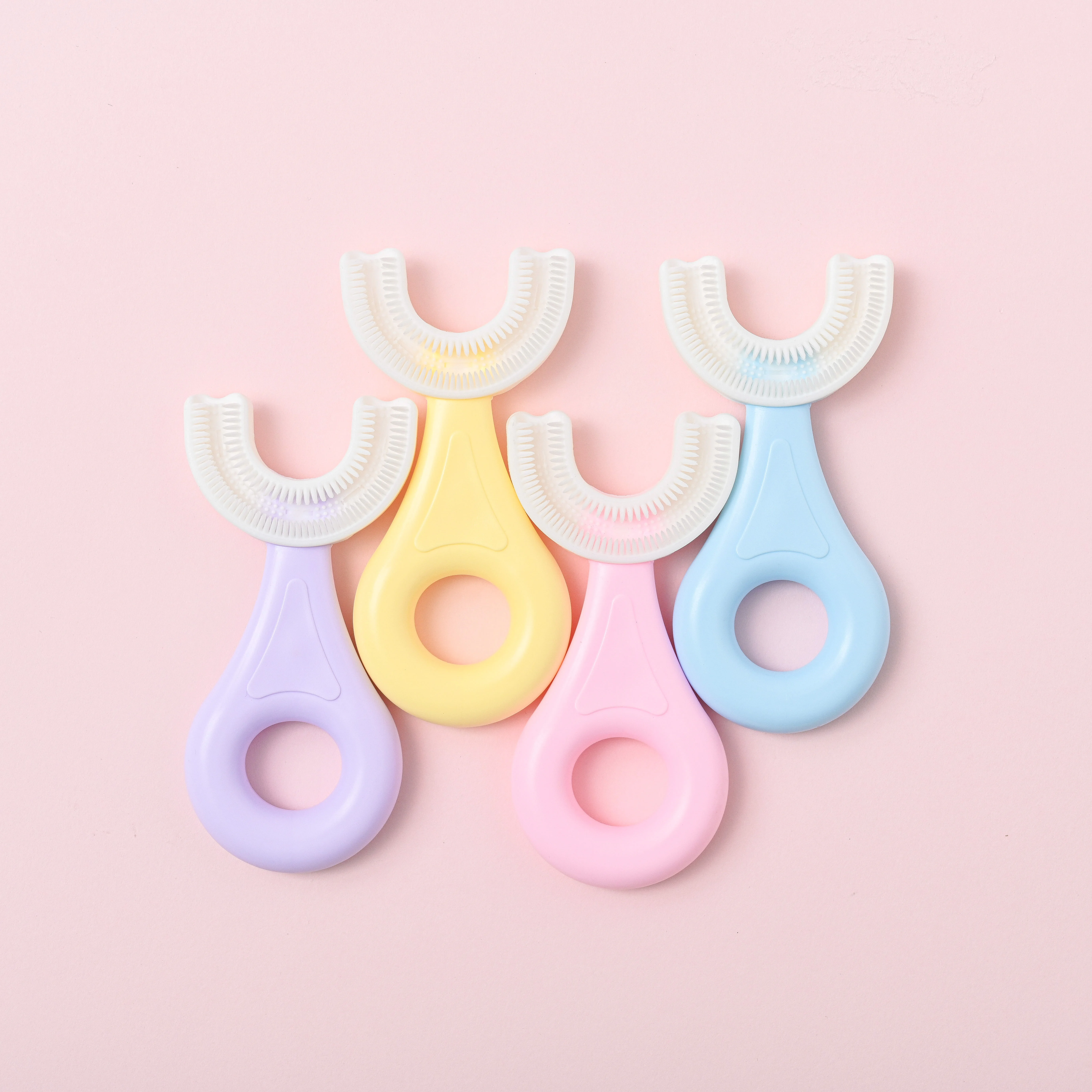 High Quality Baby U Shape Toothbrush 360 Kid Children Circle Handle Nano Extra Soft Healthy Toothbrushes