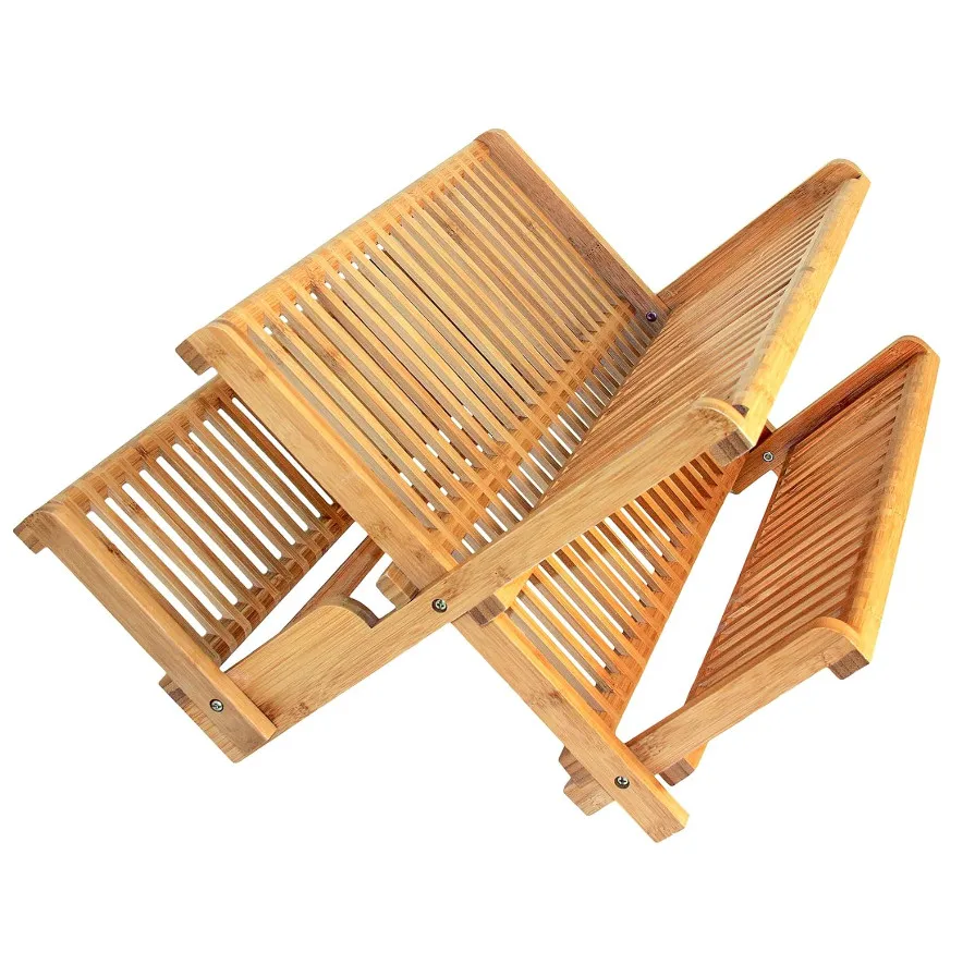 Custom Over The Sink Plate Dish Rack Kitchen Folding Bamboo Dish Drying Rack