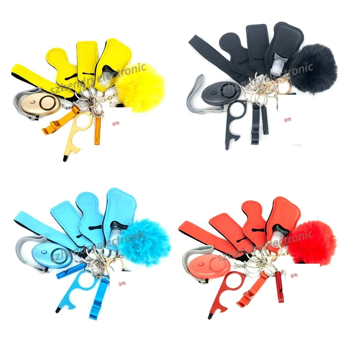 Wholesale Self Defense Keychain Accessories Plastic Bottle Shell Girls Personal Protection Alarm Women Self Defense Keychain