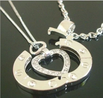 Stairway to Heaven Silver Necklace Heart Pendant Couple With Two Chains for Women Man Jewelry