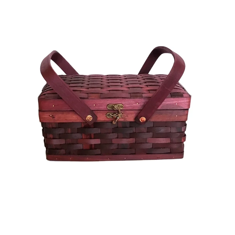 Professional factory woven gift storage gift basket with double collapsible handles