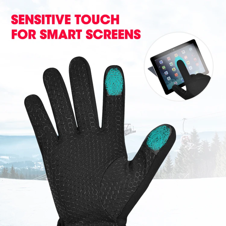 7.4v Touch Screen Waterproof Snow Heating Glove Liners Battery Rechargeable Electric Heated Ski Gloves