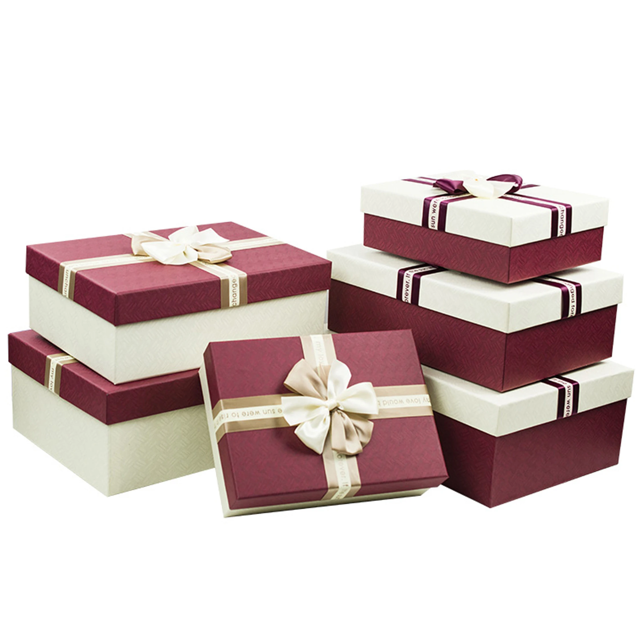 Custom Size Two-pieces Lid And Base Bow Tie Cardboard Birthday Gift Paper Packaging Box