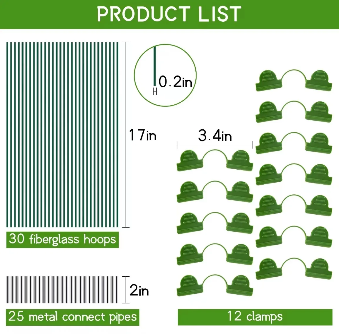 Reusable Low Tunnel Salad Vegetables Greenhouse Frame Fiberglass Rod Row Cover Hoops